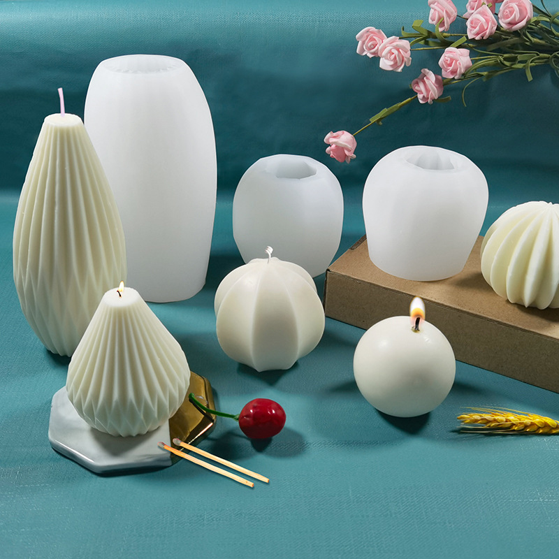 Soap Making Homemade - 3Dシリコンキャンドル型 幾何学模様 シリコンモールド DIY手作り蜜蝋キャンドル バスミニソープ ローションバー