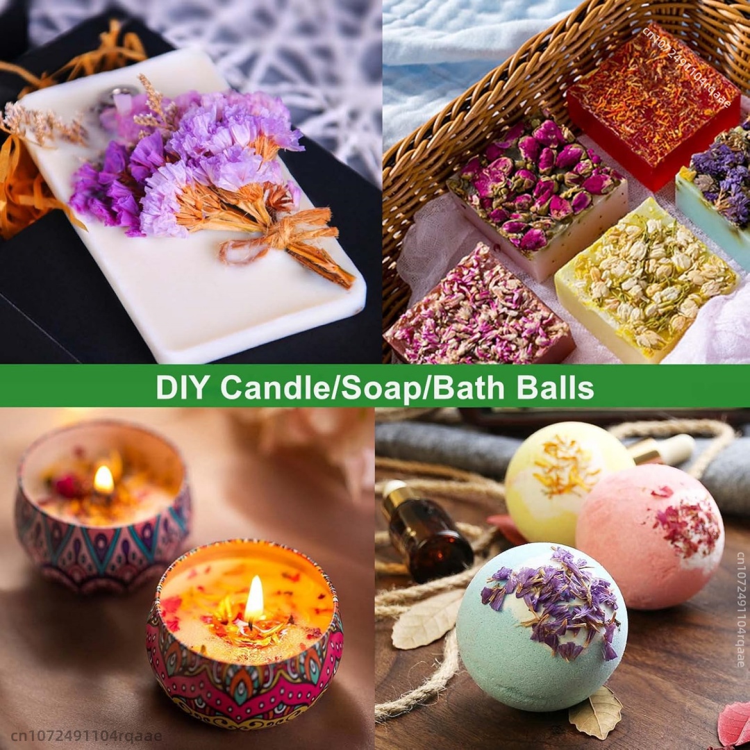 Soap Making Kit Organic - 20袋 ウェディングDIYソープキャンドル作成キット、オーガニックナチュラルドライフラワー（カモミール/ローズ/ラベンダー/オレンジ/レモン）ホームデコレーションギフト