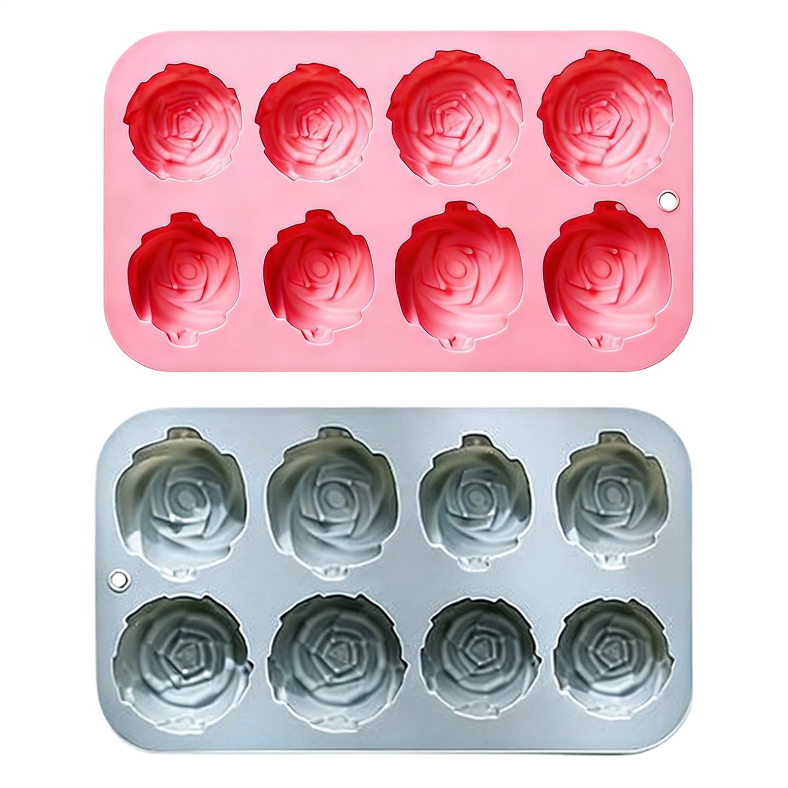 Soap Making Diy - 8穴ローズフラワーシリコンモールド手作り石鹸キャンドルシリコンモールドDIYケーキチョコレートベーキングツールアイスキューブ製造用型