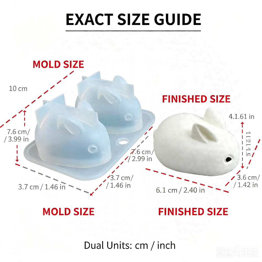 3D ミニウサギシリコンモールド食品グレード 2 キャビティ - Soap Making Diy のレビューと価格