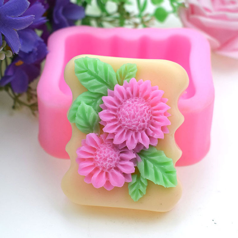 3D スクエアフラワーシリコーン石鹸型ひまわり石鹸金型自家製 - Soap Making Homemade のレビューと価格