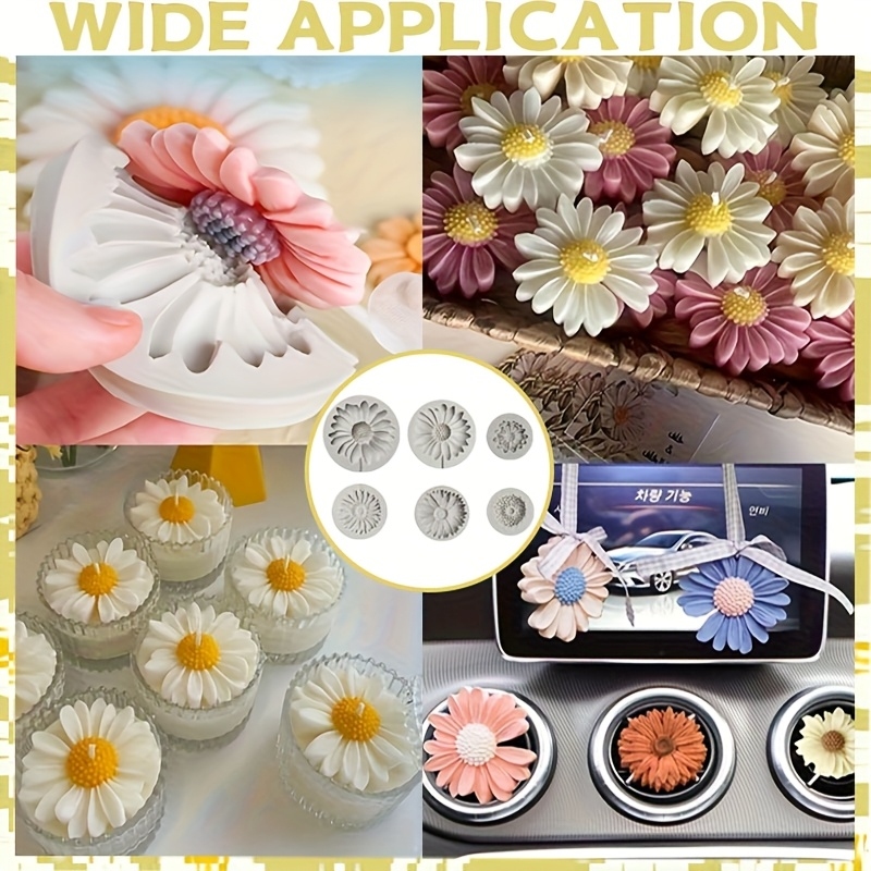 6個入り、ひまわりデイジーシリコンモールド、3Dフラワーデコ - Soap Making Organic のレビューと価格