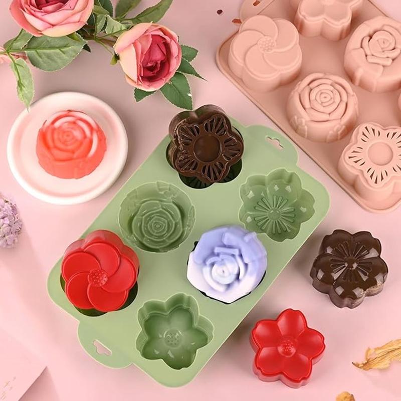 SUフラワーシリコンモールド、6つの異なる花の形のベーキング - Soap Making Homemade のレビューと価格