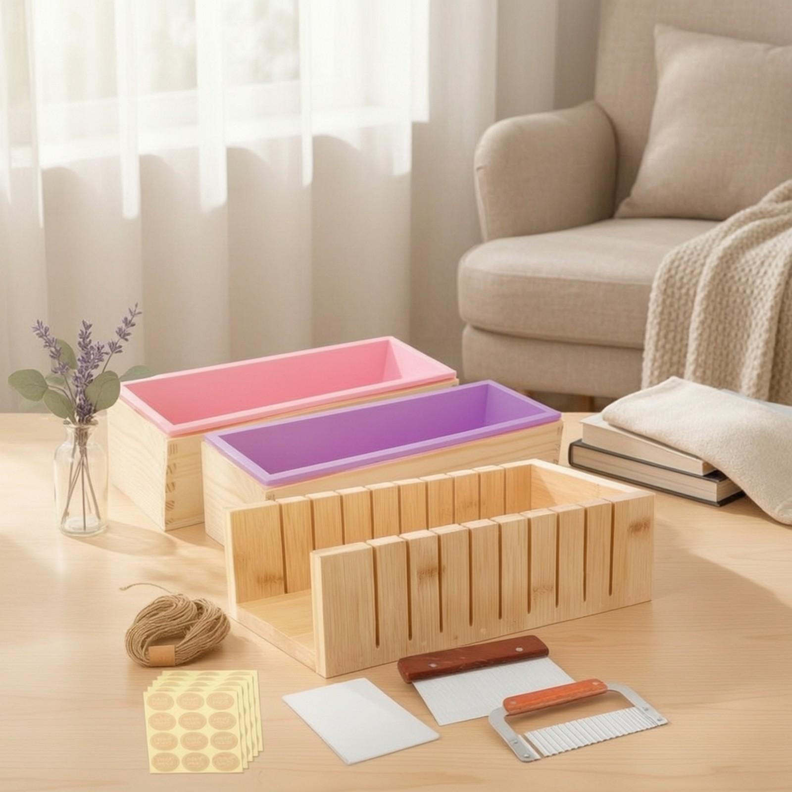 木製フレーム、シリコン製型、カッターがセットになった石鹸作り - Soap Making Homemade のレビューと価格