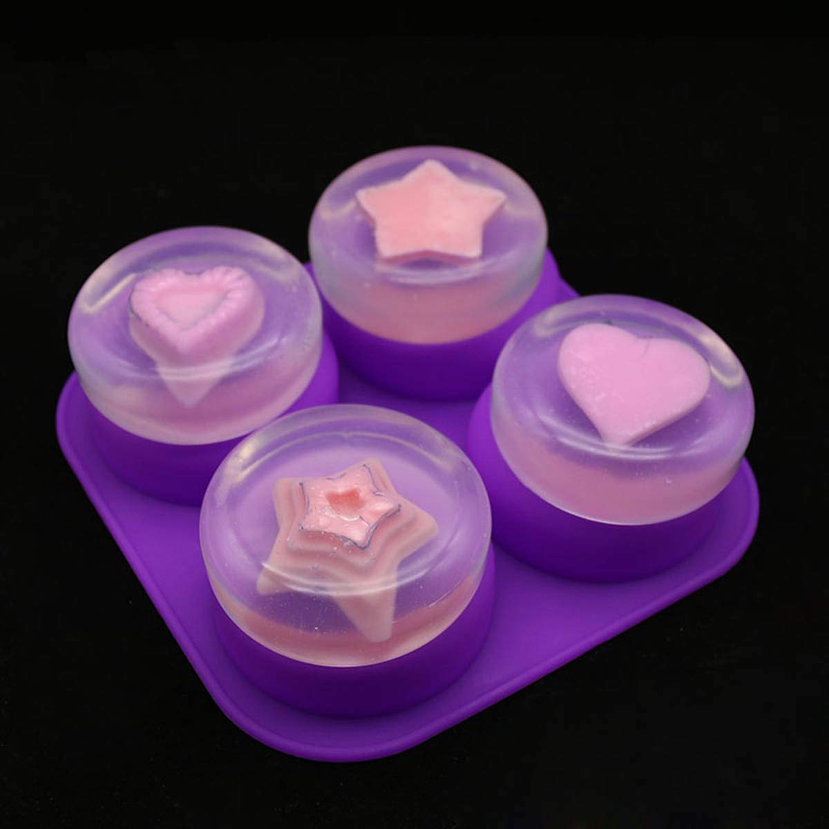 1-2個入り 4つの空洞を持つ再利用可能な丸型シリコン石鹸型 - Soap Making Diy のレビューと価格