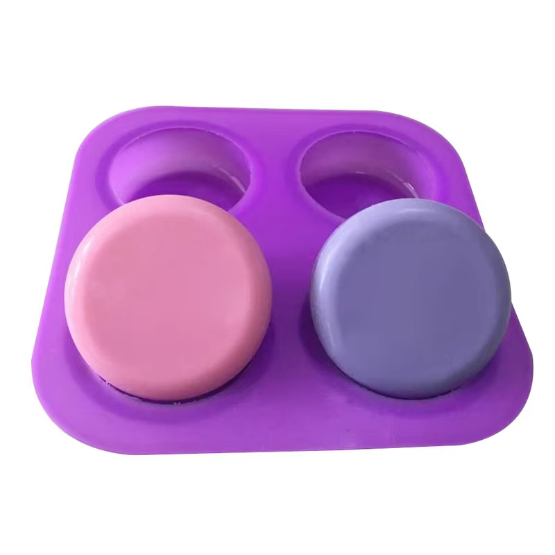 1-2個入り 4つの空洞を持つ再利用可能な丸型シリコン石鹸型 - Soap Making Diy のレビューと価格